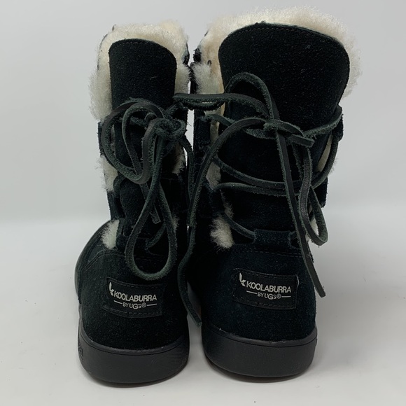Koolaburra by UGG Shazi Short Winter Boots/Booties black suede fleece lined - Picture 4 of 12